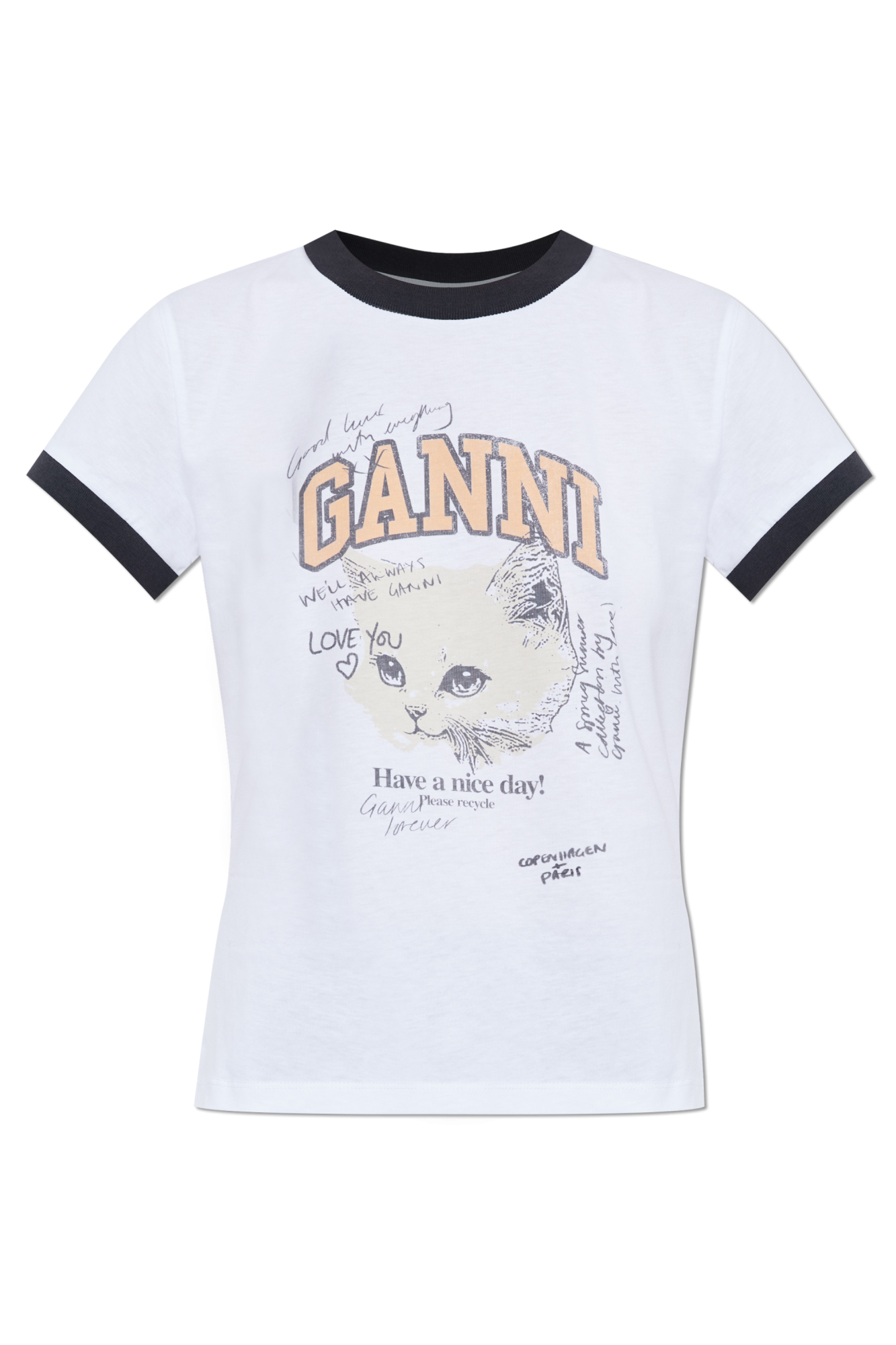 White T-shirt with colorful print Ganni - Vitkac Australia